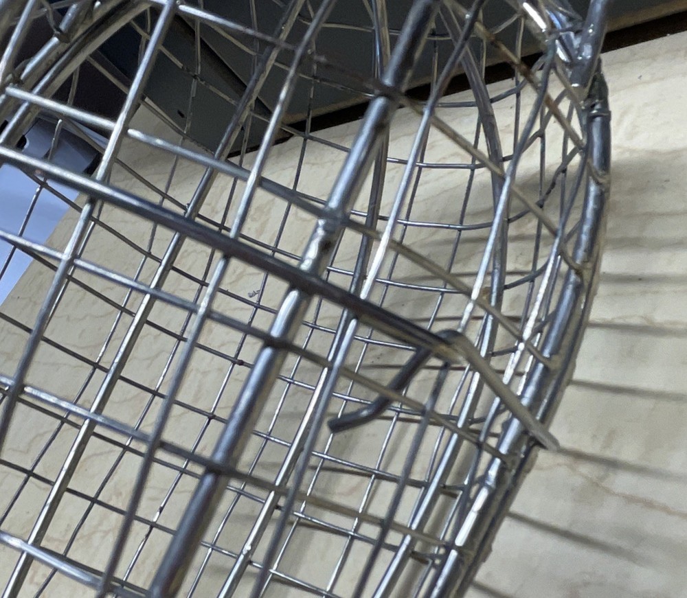 Vintage Wire Egg Shaped Hanging Cage Opens & Latches 7” X 4”