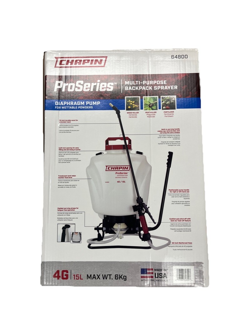 CHAPIN 64800 Backpack Sprayer, 4 gal, 4 ft