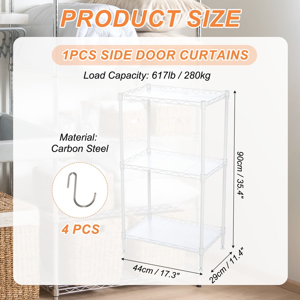 4 Tier Adjustable Storage Shelf 17.3"L x 11.4"W x 31.5"H Organizer Rack, White