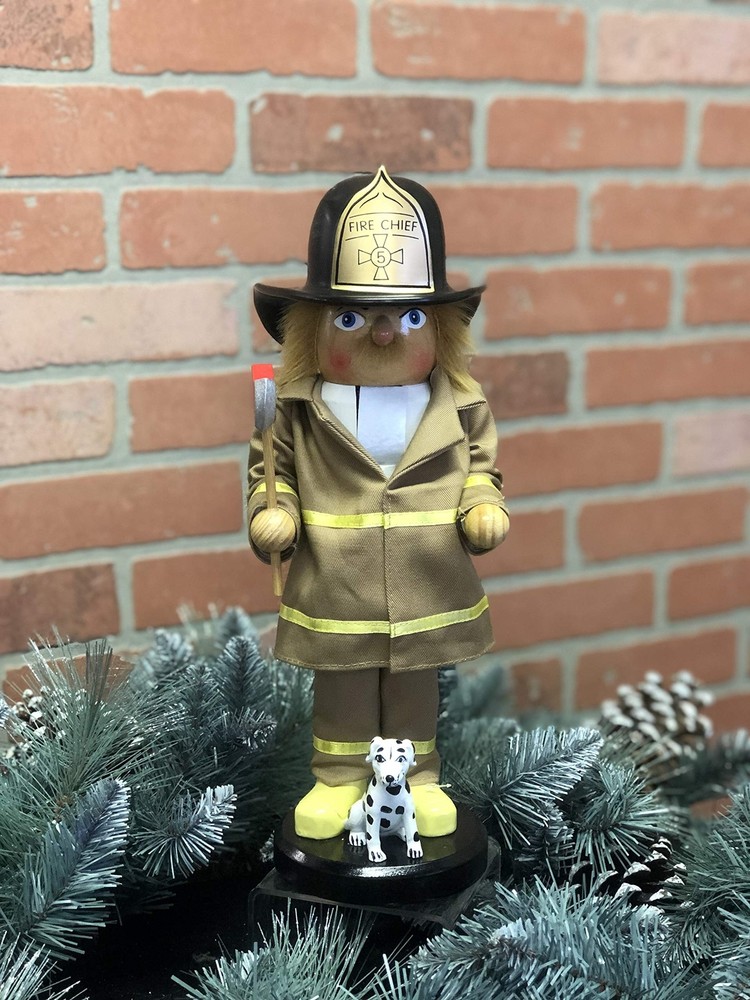 Santa's Workshop 70974 Fireman and Dalmatian Nutcracker, 14", Multicolored