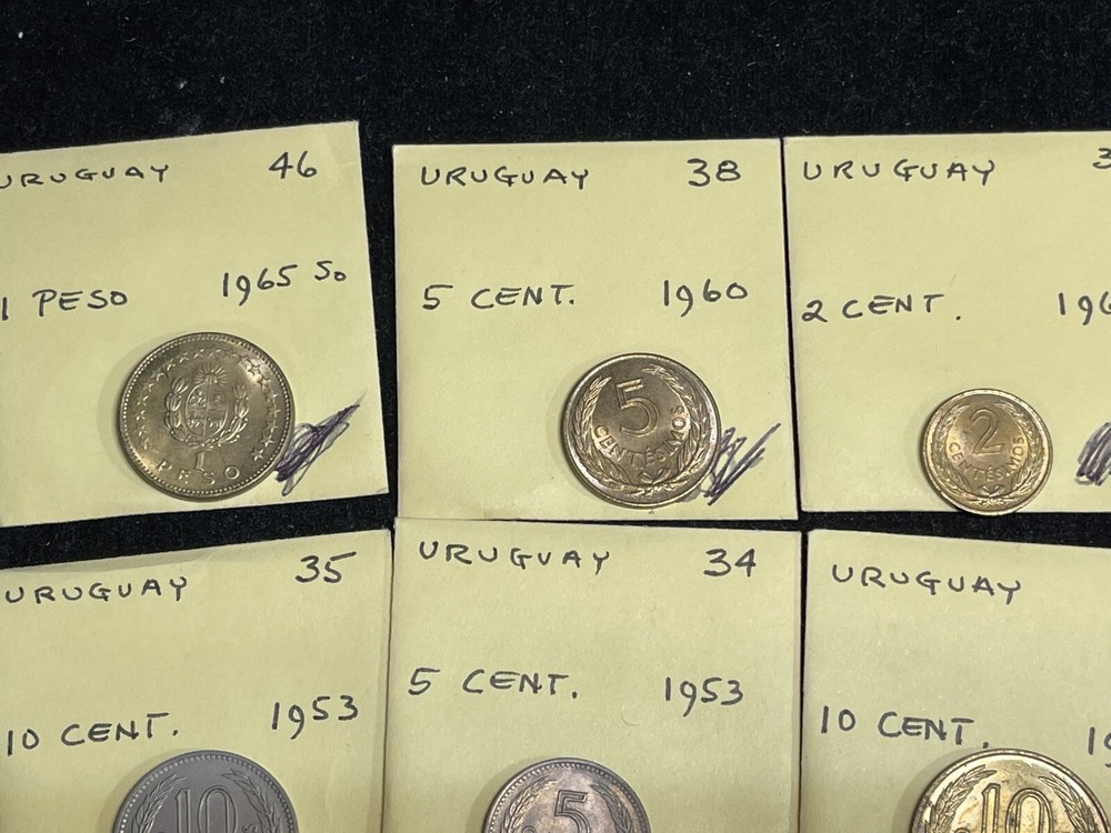 Assorted Uruguay 8 Coins Lot Excellent Condition