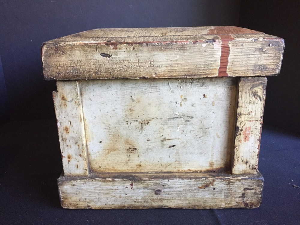 Antique Painted Wooden Chest Trunk Document Box