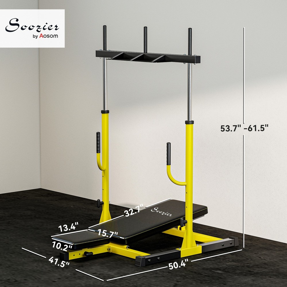 Vertical Leg Press Machine Adjustable Backrest 1" Plate Compatible, Yellow