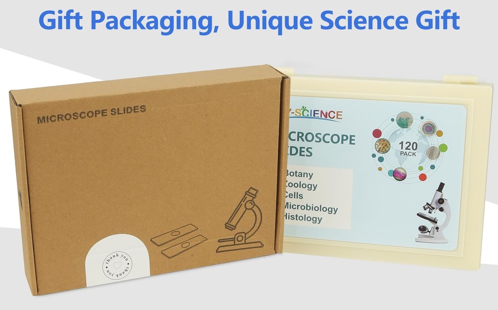 120 Microscope Slides with Specimens Set, Lab-Grade Prepared Microscope Slide...