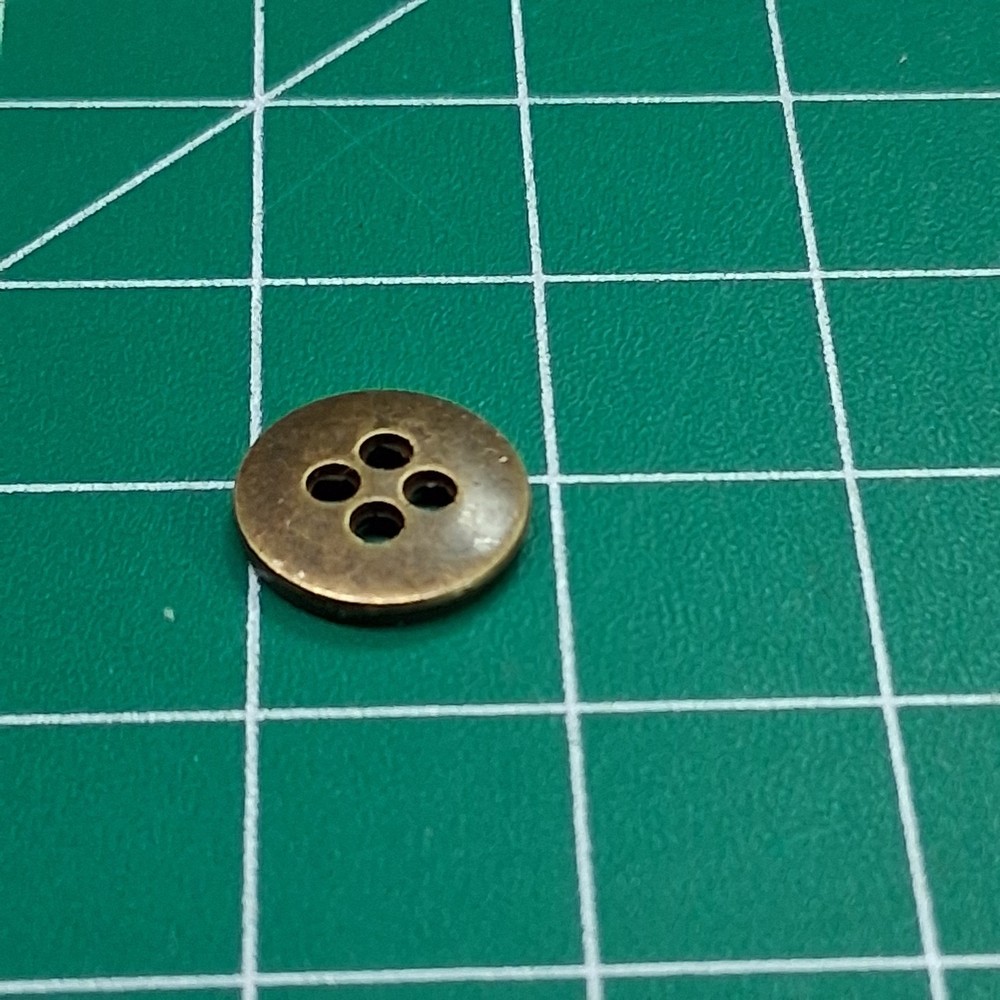 Vintage Round 4-Hole Brass Bordered Metal Accent Button