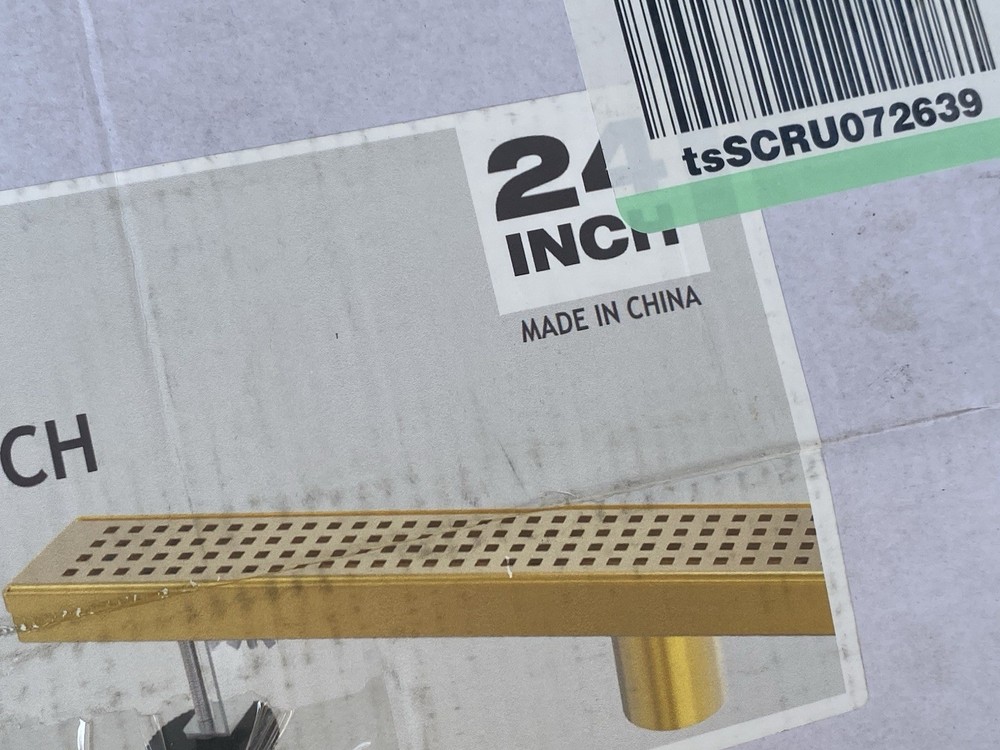 HTOH 24 Inch Linear Shower Drain Rectangular Floor Drain Brushed Gold