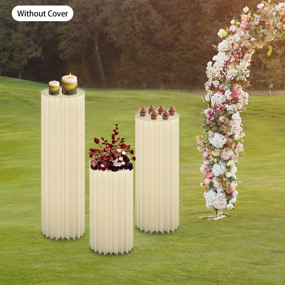 3PCS Foldable Paper Column Display Stands for Party Reusable Round Display Stand