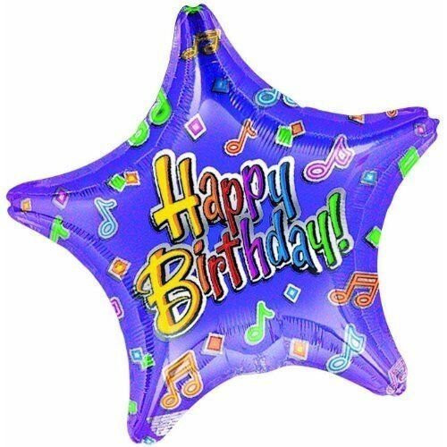 birthday tunes metallic bluncheon star 2sd 19"