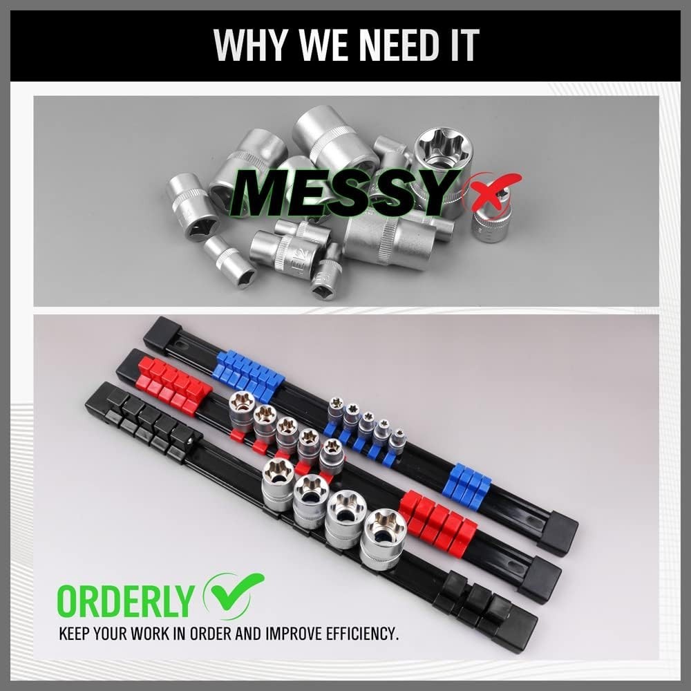 Versatile 9-Piece Socket Organizer - Efficient Tool Storage Solution