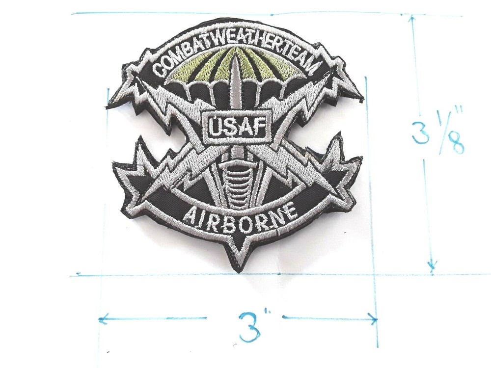 2 pc US AIR FORCE Combat Weather Team emb patches hook back