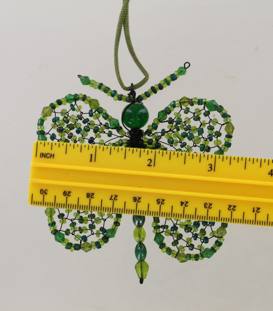 Green Beaded Butterfly Ornament