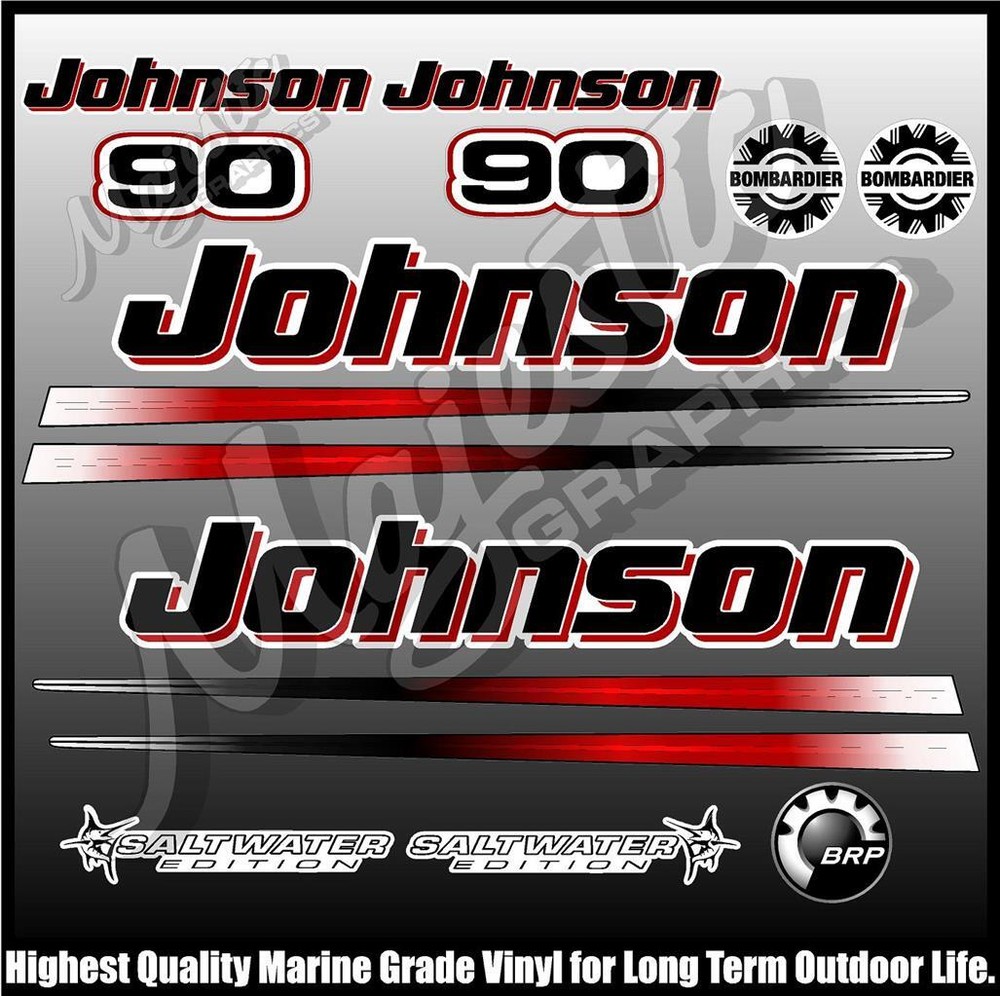 JOHNSON - 90 hp - BOMBADIER - 2 Stroke - OUTBOARD DECALS