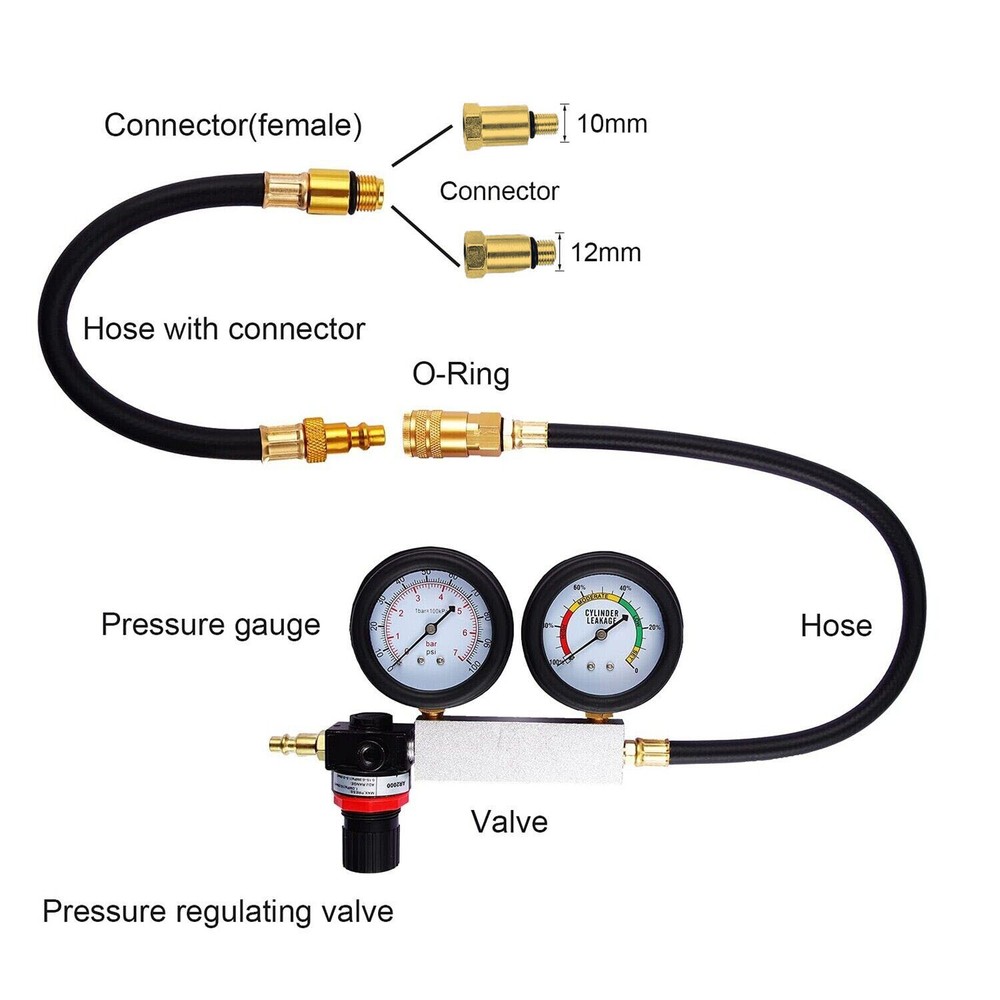 Engine Compression Diagnosis Tester Cylinder Leak Down Gauges Detector Leakage