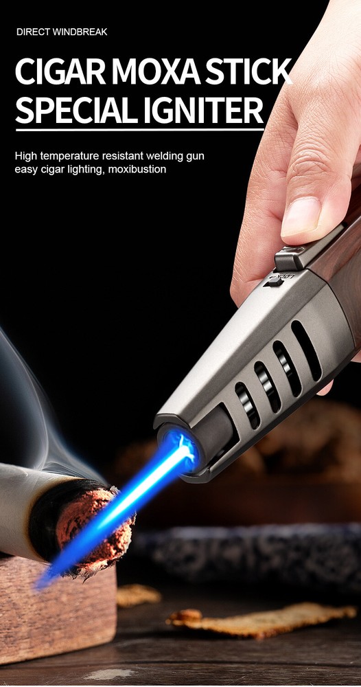 Refillable Butane Torch Lighter Adjustable Cigar Gas Lighter 2 Jet Flame Lighter