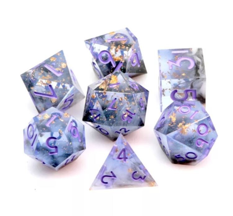 Dark Magic Sharp Edged 7 Dice Set Poly RPG DnD Dungeons Dragons AD&D d20