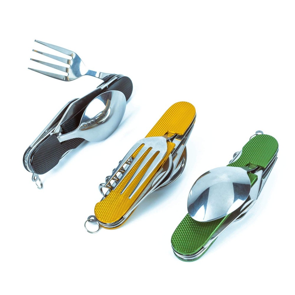 3 PCS 6-in-1 Multi-Function Camping Utensil Flatware Set Detachable Pouch