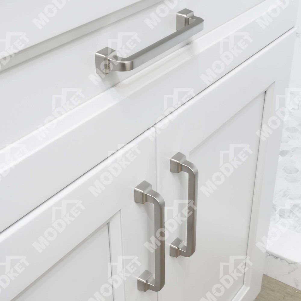 Square Brushed Nickel Solid Cabinet Handles Pulls Knob Kitchen Bathroom Modern