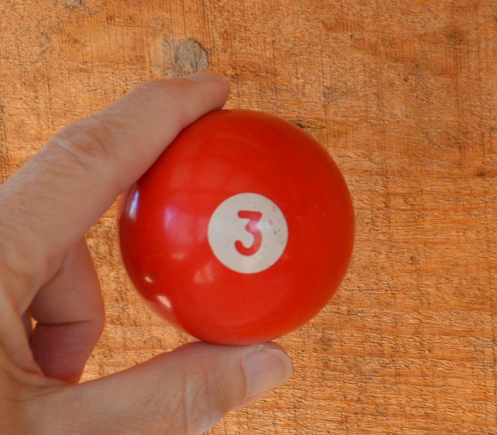 Vintage Pool Ball No. 3 Solid Red Replacement Re-purpose