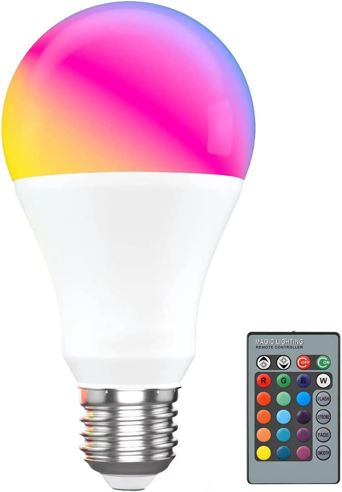RGB Color Changing Light Bulb with Remote Control, RGBW LED Light Bulb A19 E26