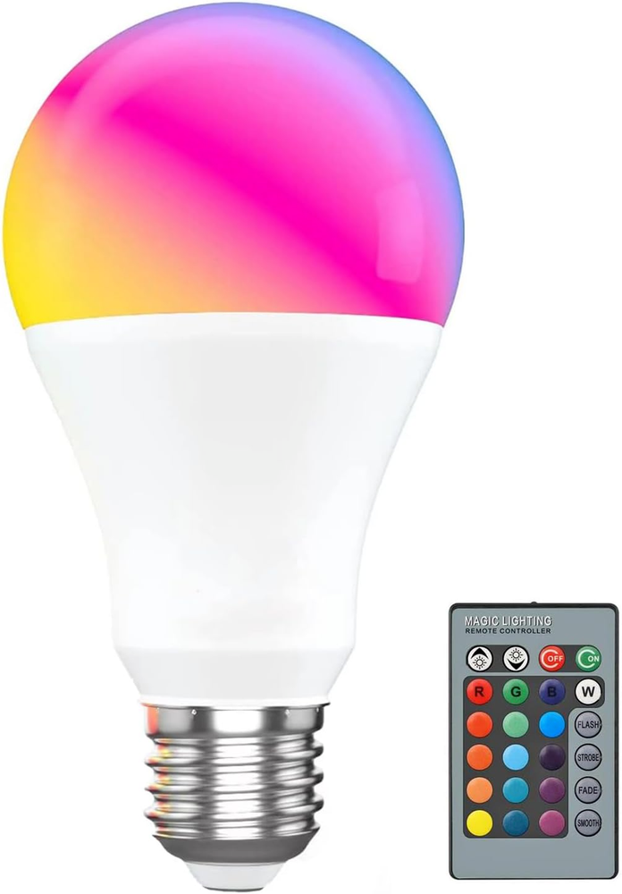 RGB Color Changing Light Bulb with Remote Control, RGBW LED Light Bulb A19 E26