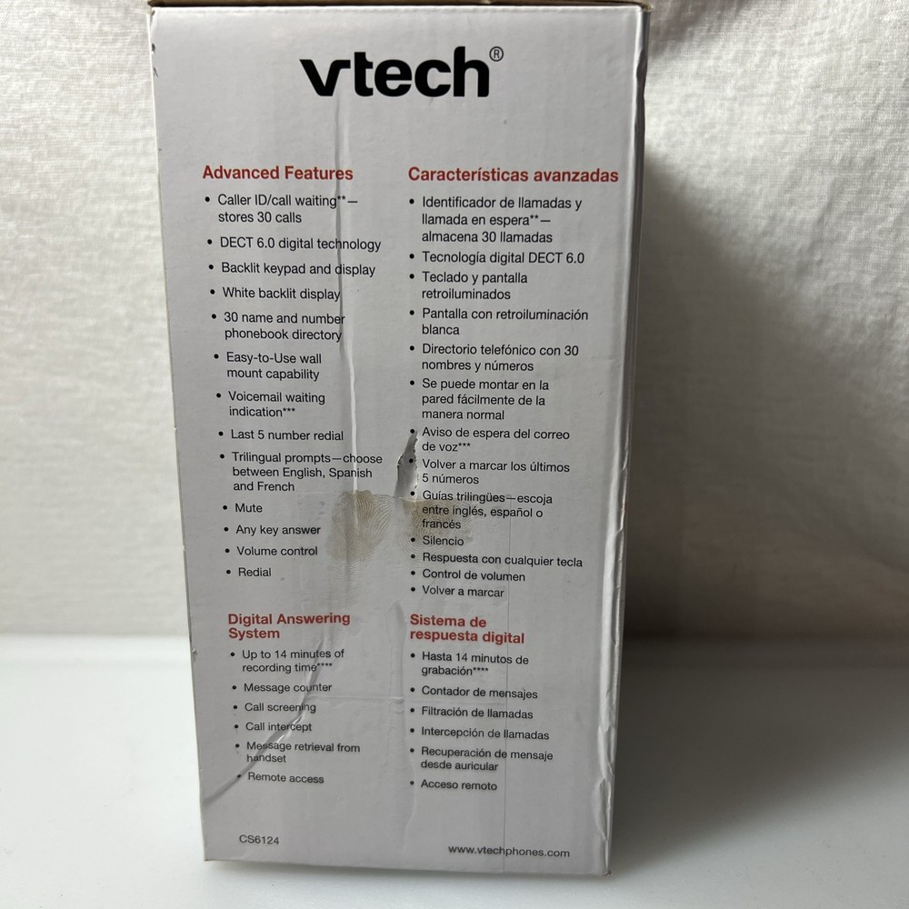 Vtech CS6124 HANDSET Cordless Digital Phone Answering System White New Open Box