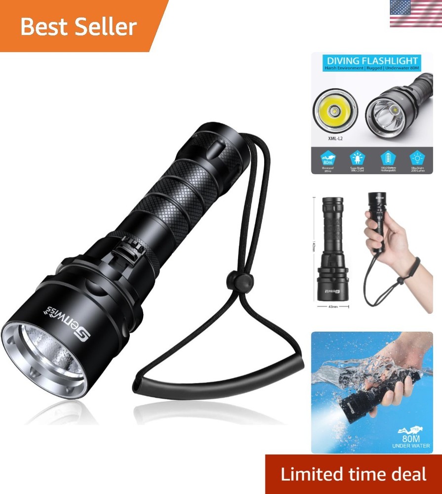 Compact 2000 Lumen Diving Torch with Waterproof Design for Underwater Adventures