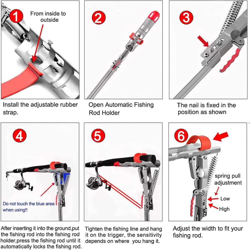 Highly Sensitive Fishing Rod Holder with Automatic Tip-Up Hook Setter Spring