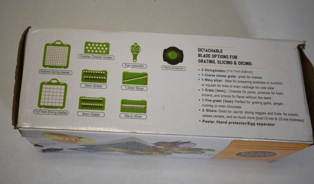 Kitchen Ideas 14 in 1 Vegetable Slicer Grey & Green Multi Functional Lid