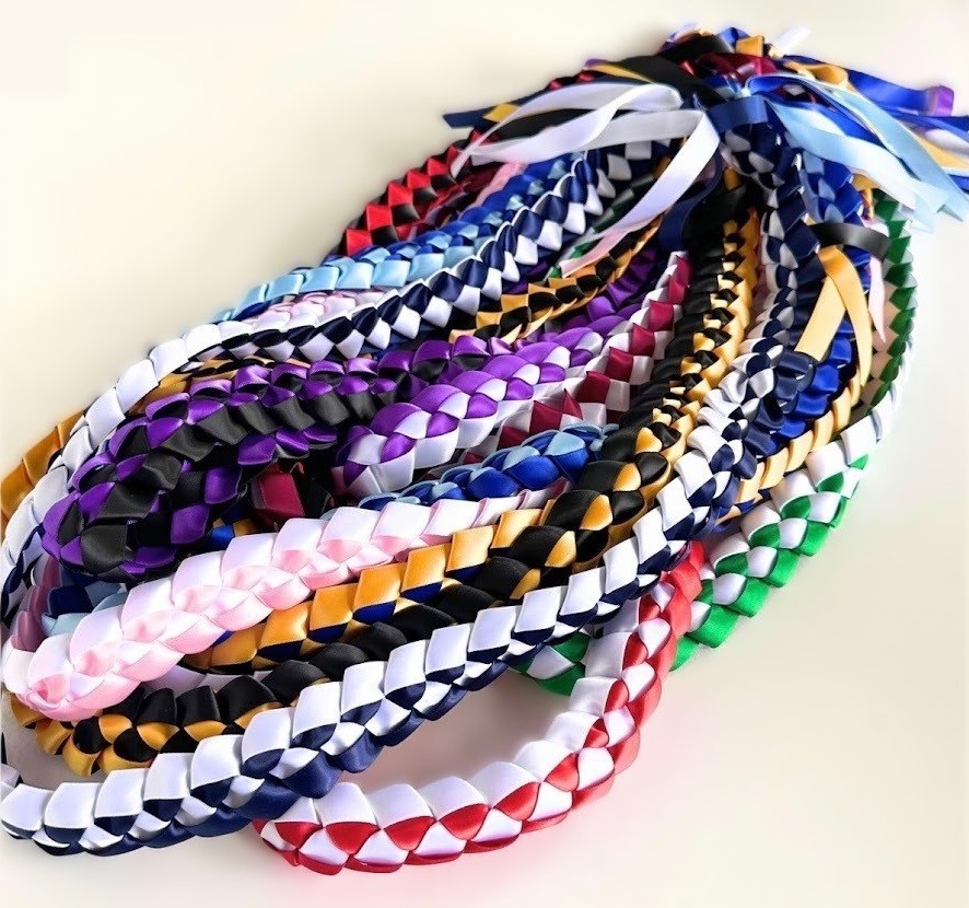 Two-Color Braided Ribbon Graduation Lei Garland - Multiple Variations Available