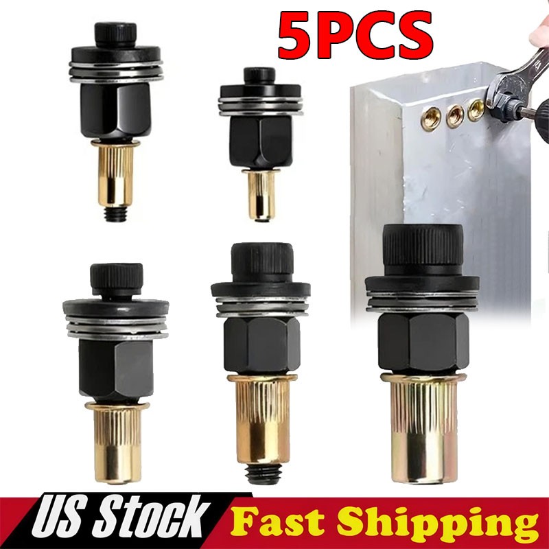 5Pcs Manual Rivet Nut Tool Adapter Carbon Steel Flat Head Threaded Insert Nuts