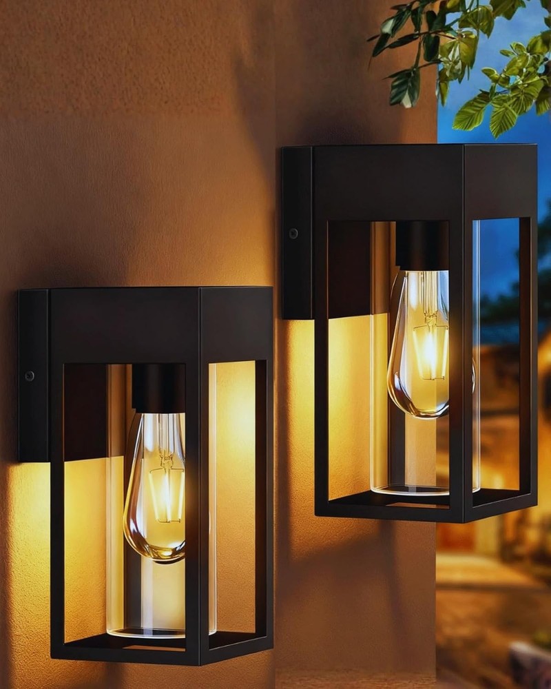 2-Pack Outdoor Wall Light Fixtures, Waterproof Exterior Wall Lanterns, Porch