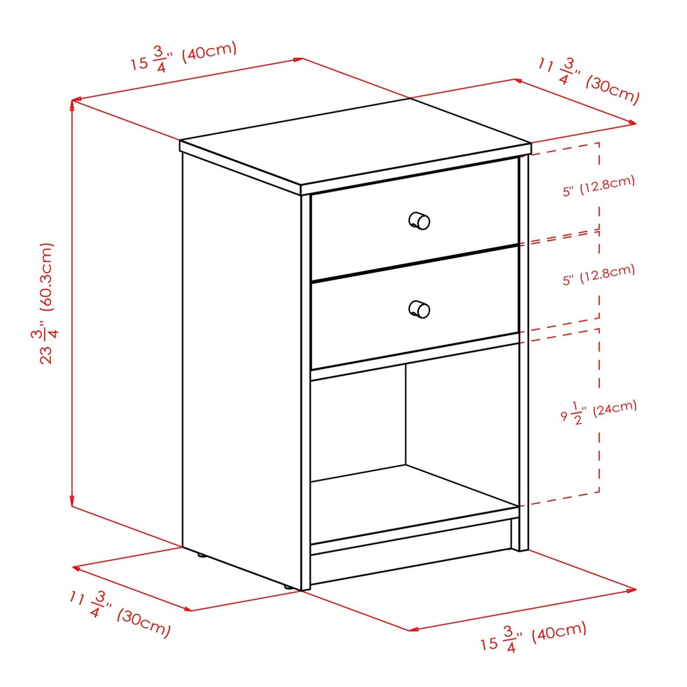 2 - Drawer Accent Table, Nightstand, Black Finish
