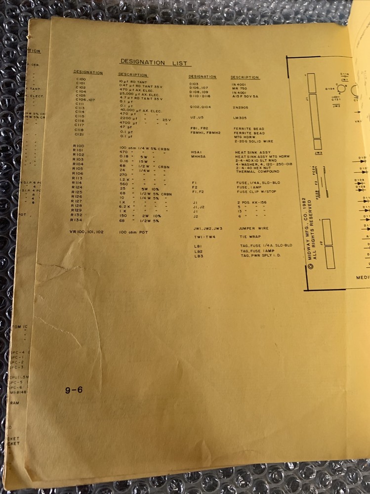 Original ARCADE GAME owners manual Missing Cover Super Pac Man Midway￼