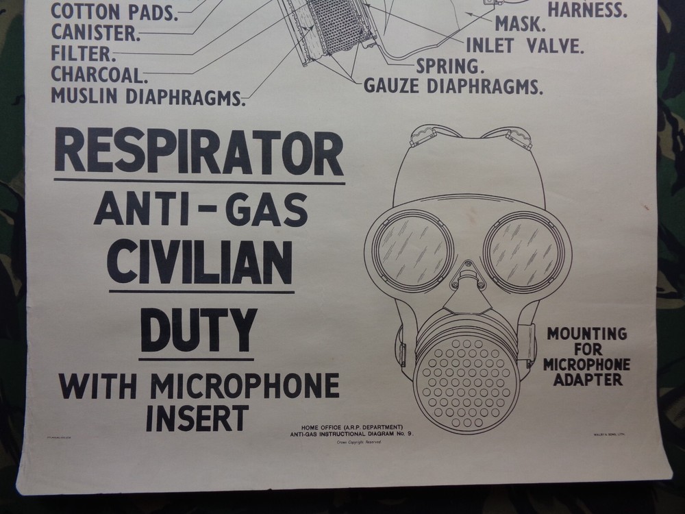 LARGE WW2 AIR RAID PRECAUTIONS (ARP) TRAINING WALL CHART (No. 9) 97cm x 76cm