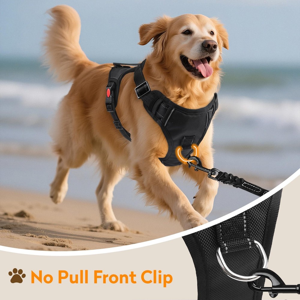 No Pull Dog Harness with 2 Leash Clips, Reflective Adjustable Soft Padded Ves...