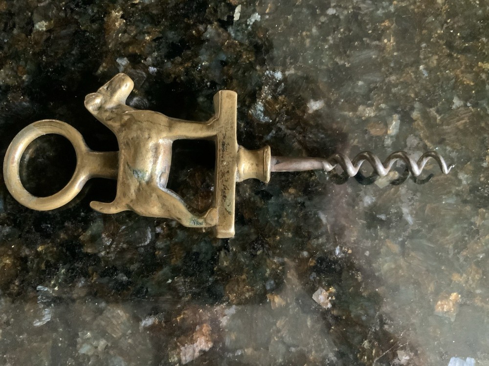 Vintage Brass Airedale Corkscrew