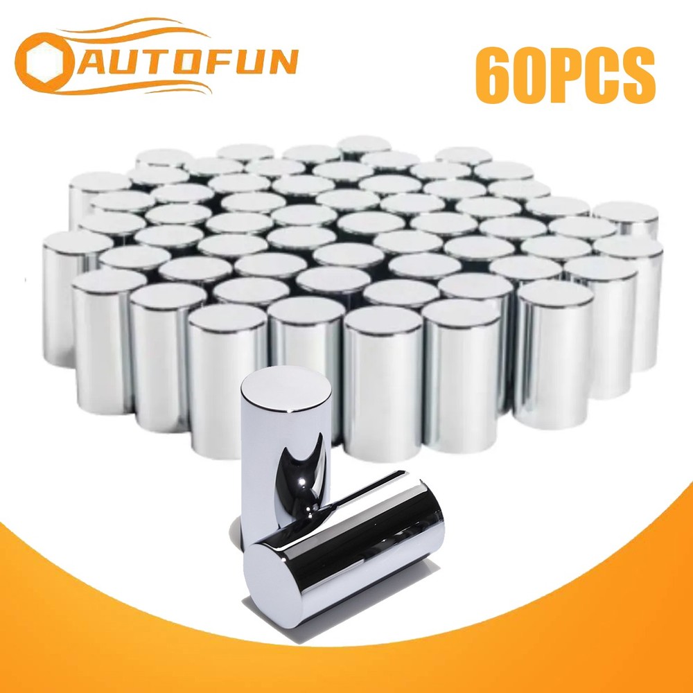 Lug Nut Covers 33mm Thread-On Flat Top Cylinder Plastic Nut Cap 4 1/4" 60 PCS