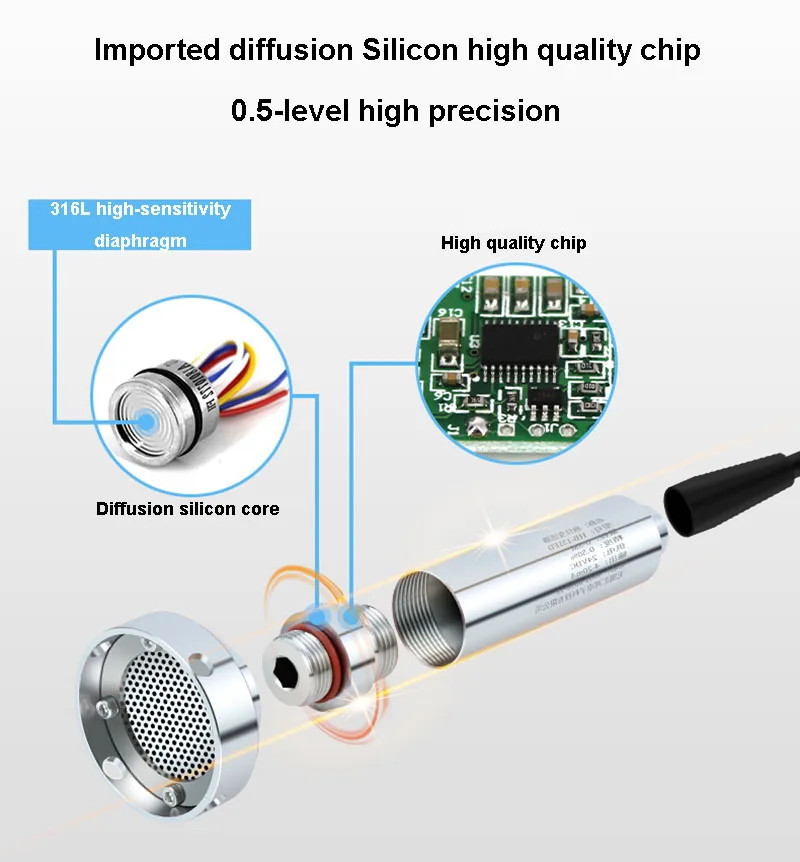 Pressure Sensor Anti-Blocking Sewage Tank Liquid Level Transmitter 4–20mA RS485