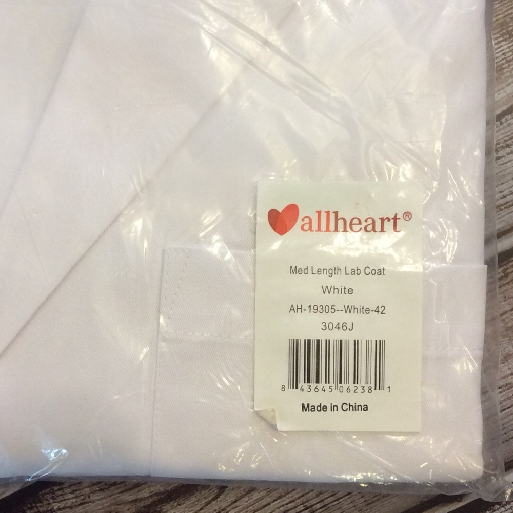 Allheart Medium Length Lab Coat White Size 42