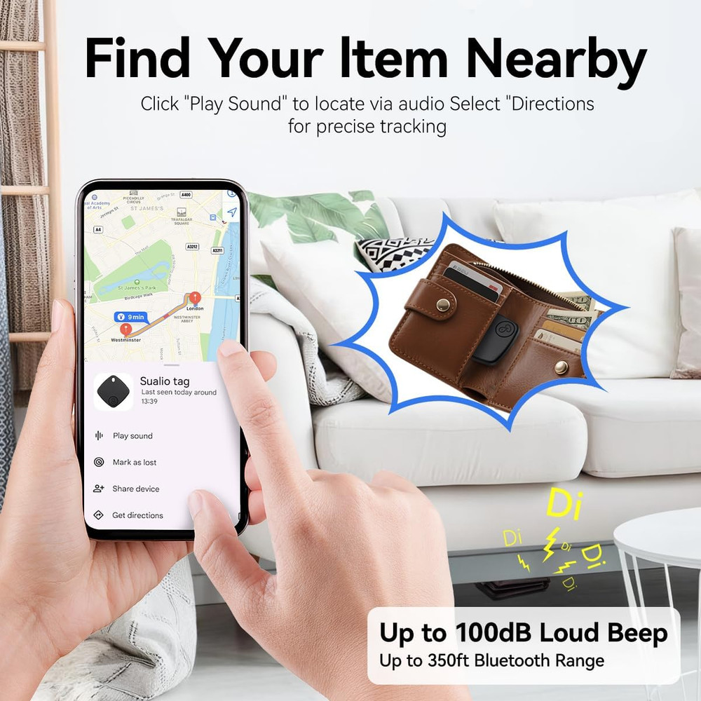 Air Tracker -4 Pack, 2026 New Bluetooth Tracker Tags, Android Tracker Tags Work