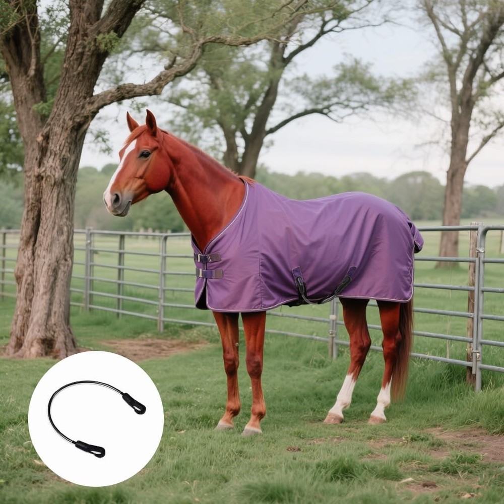 2 Pcs Horse Blanket Straps - Adjustable Elastic Tail & Leg Straps with Double...