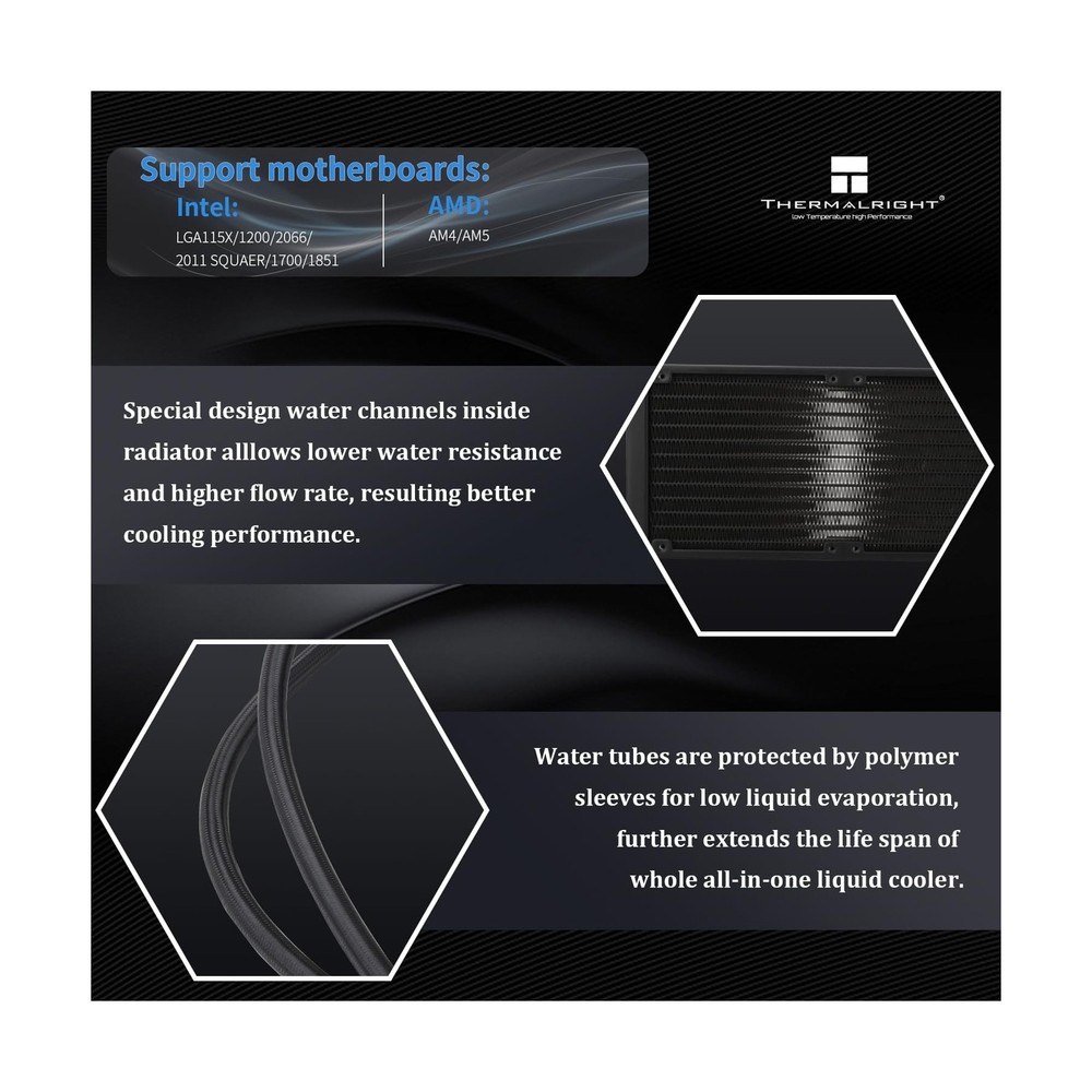 Thermalright Grand Vision 240 ARGB Black CPU AIO Cooler,PC 240 Specification ...