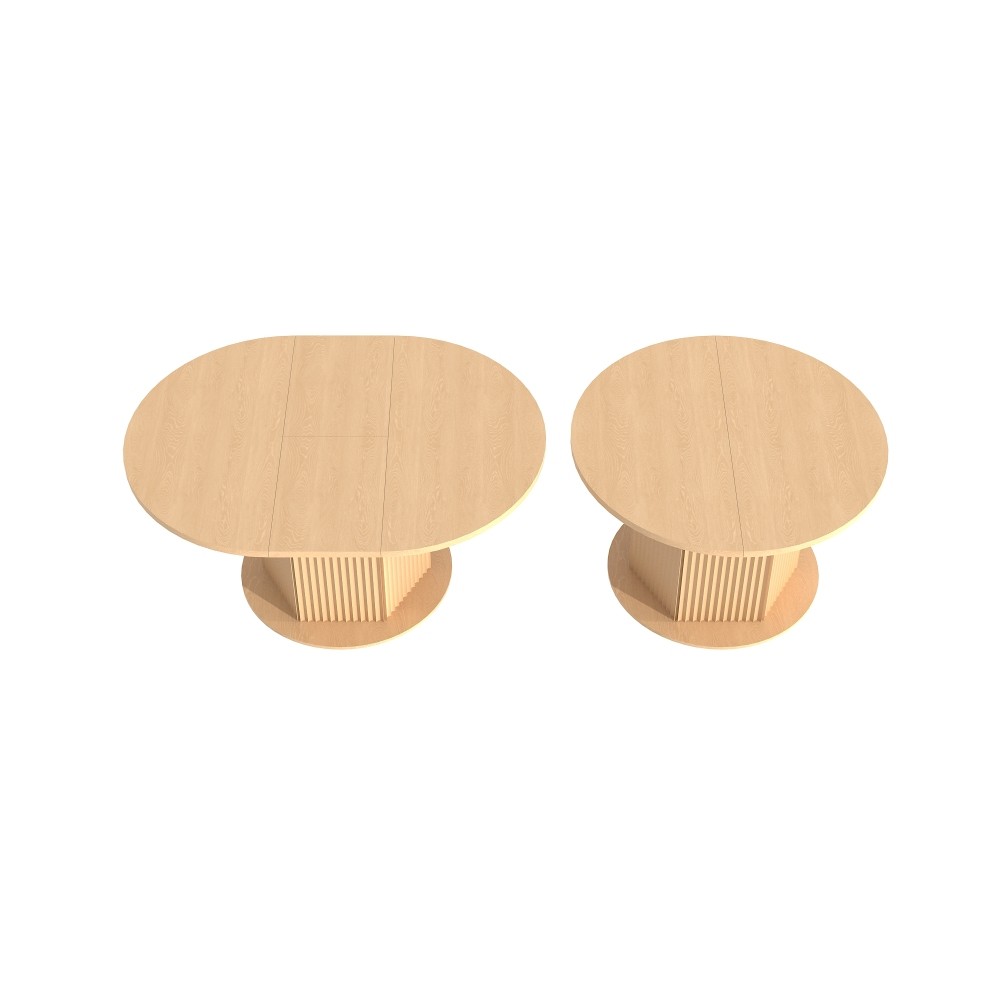 Round Extendable Dining Table for 6 MDF Wooden Kitchen Table with Hexagonal