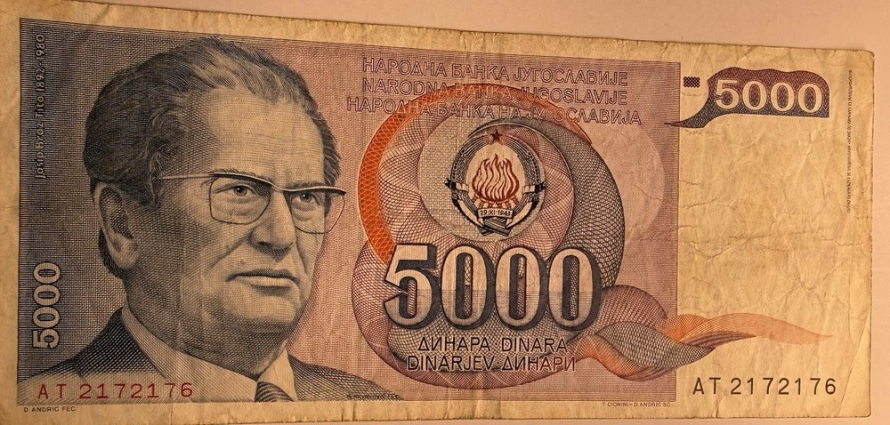 Jugoslavia 5000 Dinars 1985 Dinara 5