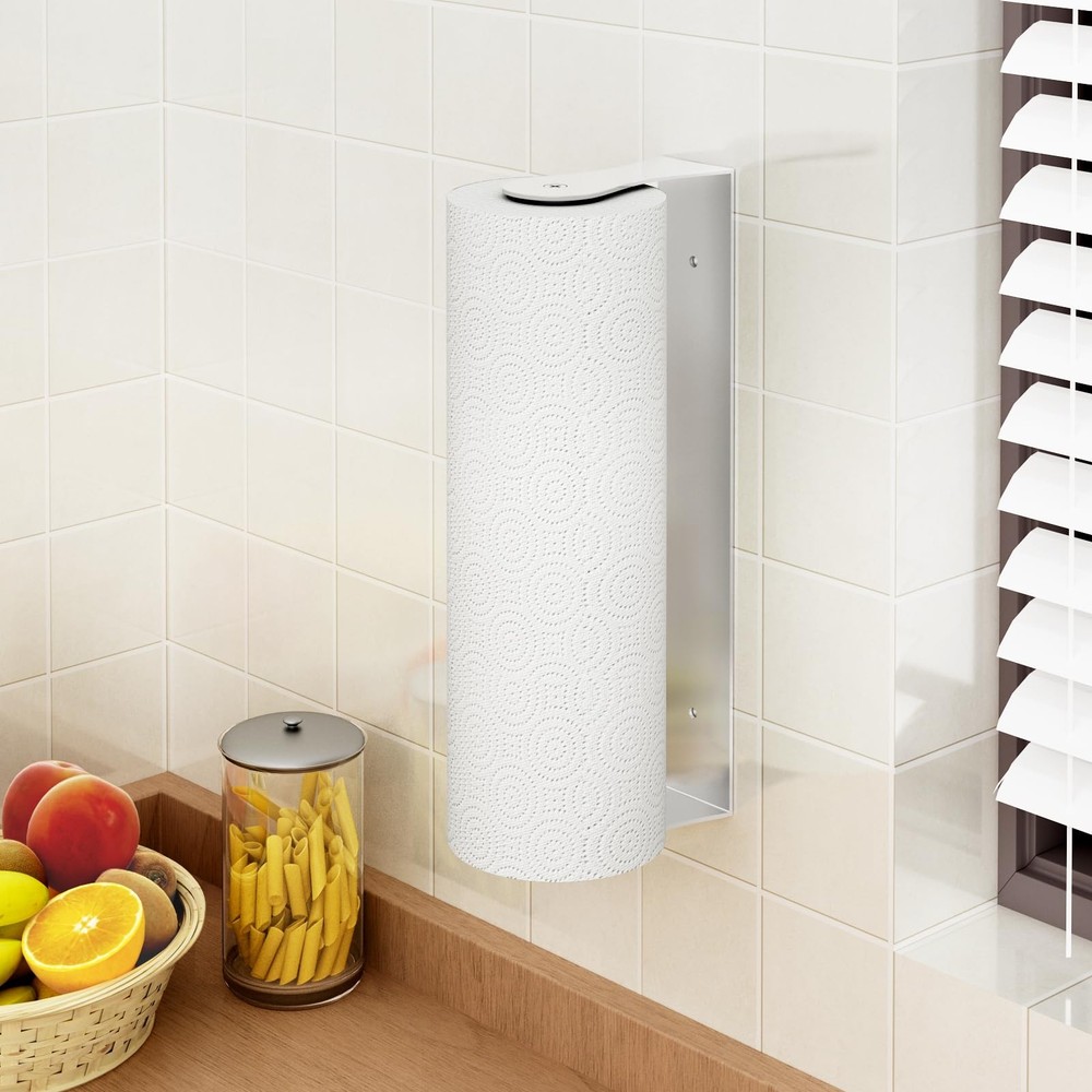 Paper Towel Holder Under Cabinet, Wall Mount for Silver