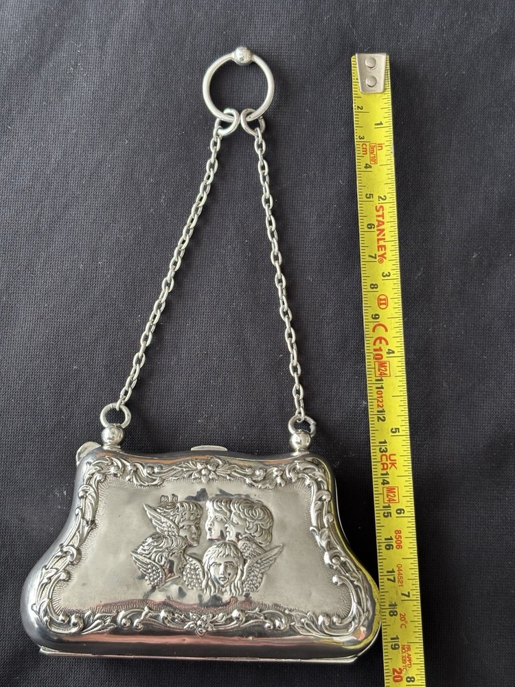 Reynolds Angels Solid Silver Purse, Henry Matthews 1904.