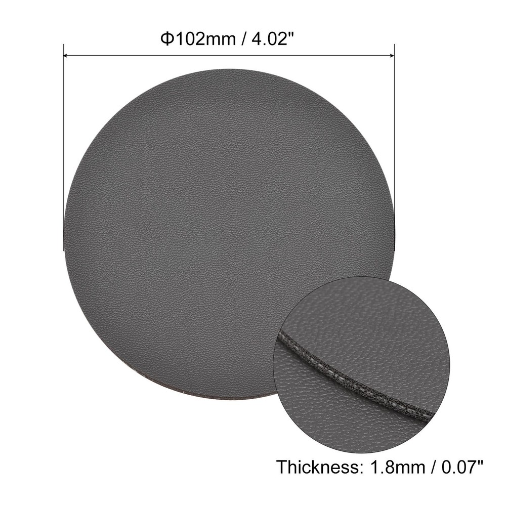102mm (4.02") Round Coasters PU Cup Mat Padding Grey 2pcs