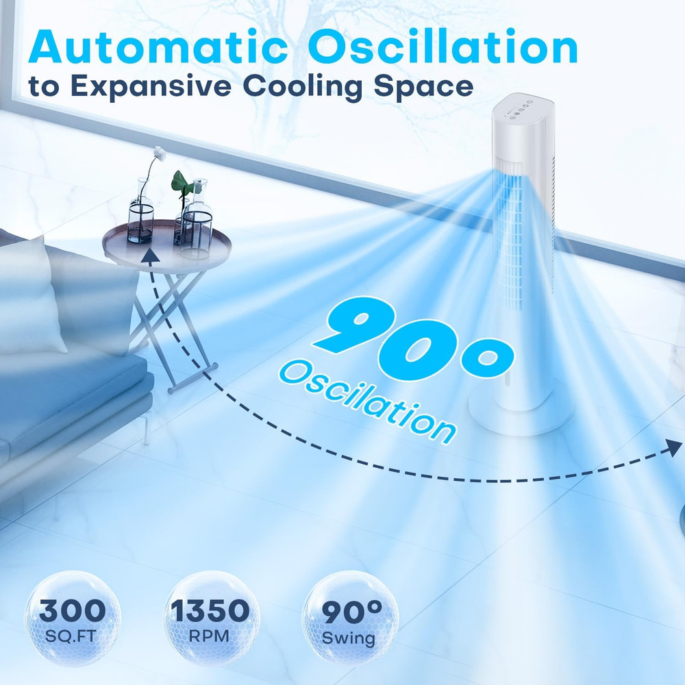 Portable Evaporative Air Cooler with Remote, 3 Speeds & 90° Oscillation