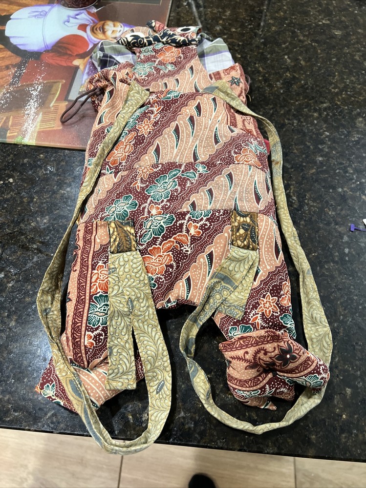 Hand Made Owl Patchwork Backpack Fabric Boho Defect c4