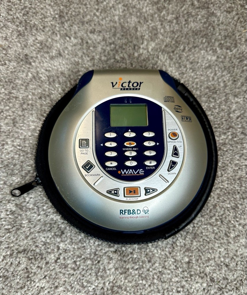 Victor Reader Portable CD Player Daisy MP3 Audio Book Learning + Case WORKS!